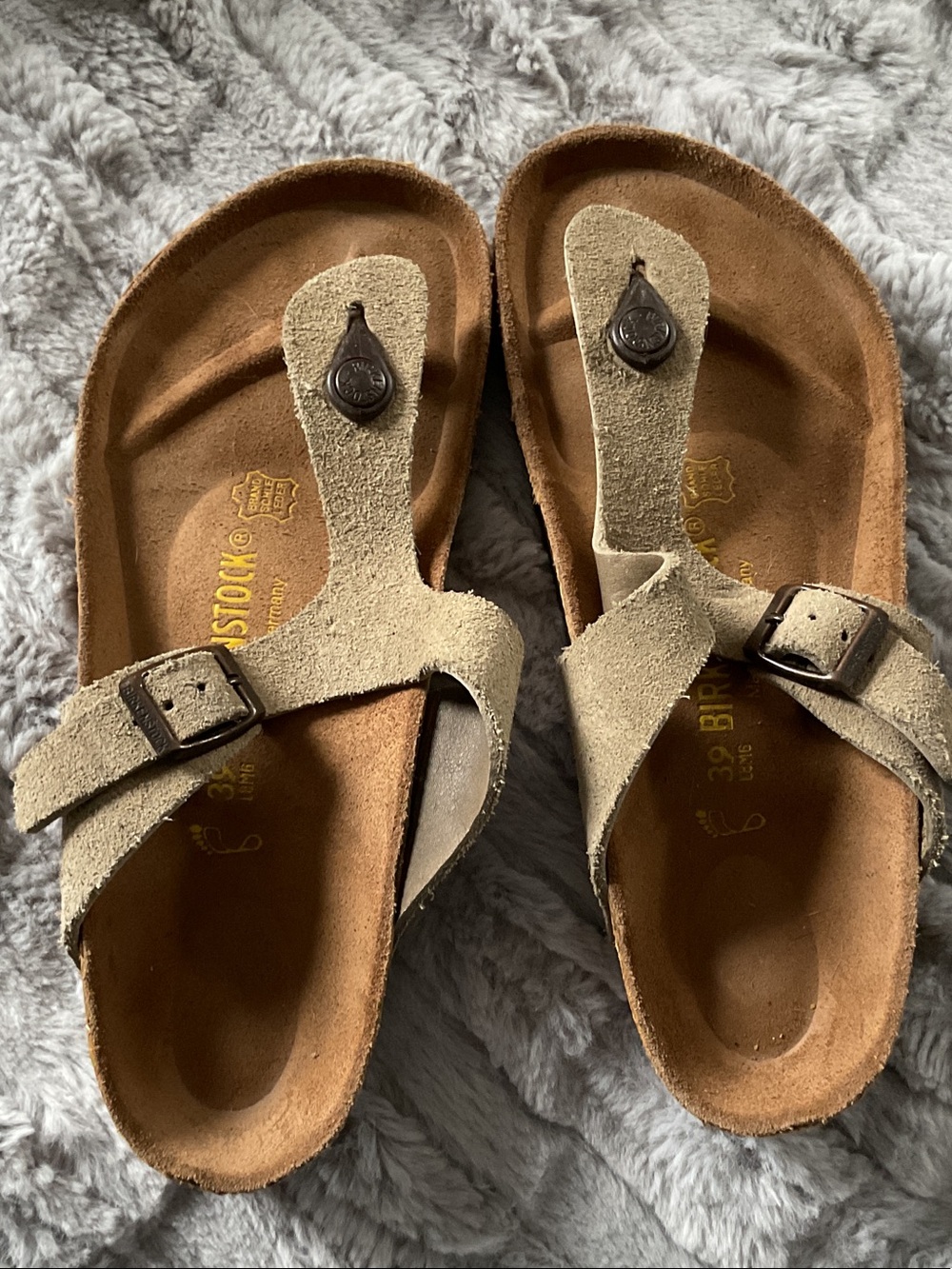Birkenstock Women's Taupe Suede Gizeh Thong Sandals